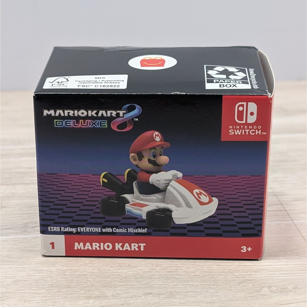 Mario Kart 8 Deluxe McDonald's 2024 Happy Meal Toy Mario in Kart w/ Stickers